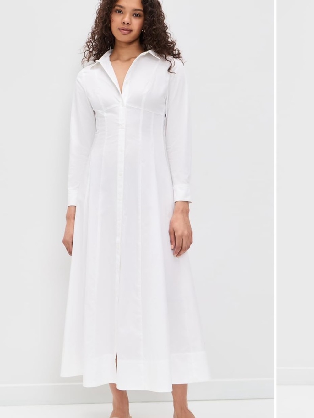 Hill House Alandra White Button-Front Long Shirt Dress